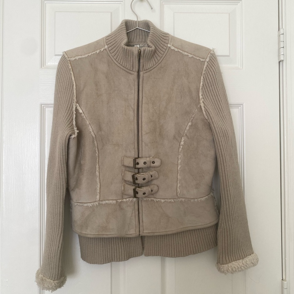 Twiggy Brand Cream and Suede Jacket
